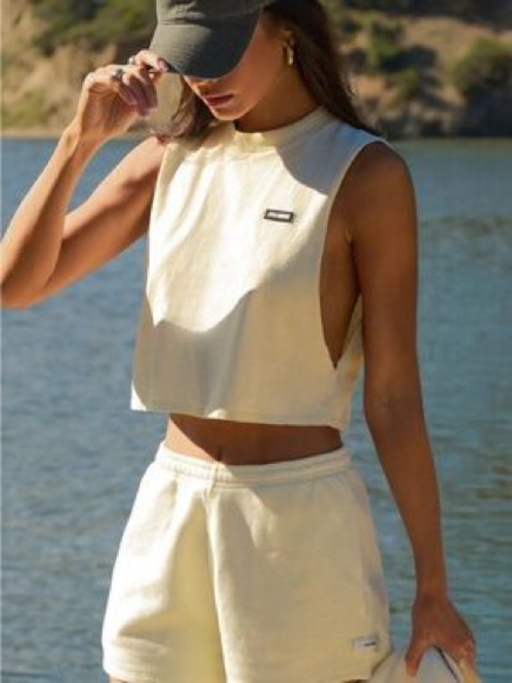 Joah Brown Cutoff Boyfriend Tank - Buttercream